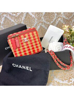 Chanel Chain Shoulder Bag Vanity Basket Bicolor